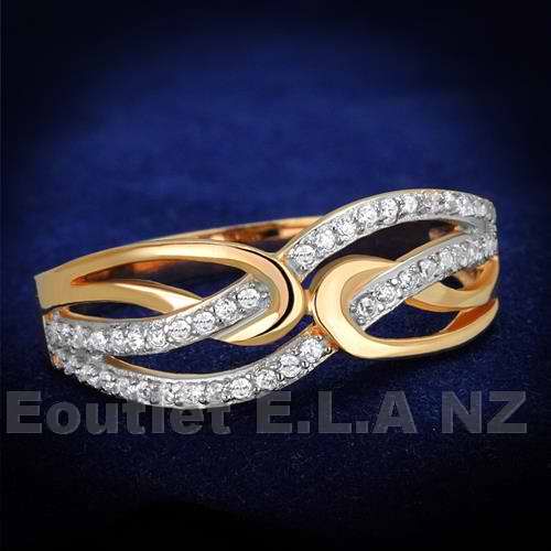 0.24ct CZ CROSSOVER ROSE SOLID SILVER RING-3 sizes